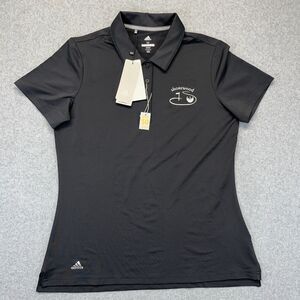 Adidas Golf Polo Shirt Women’s Medium Black UPF 50 Shorewood Embroidery NWT